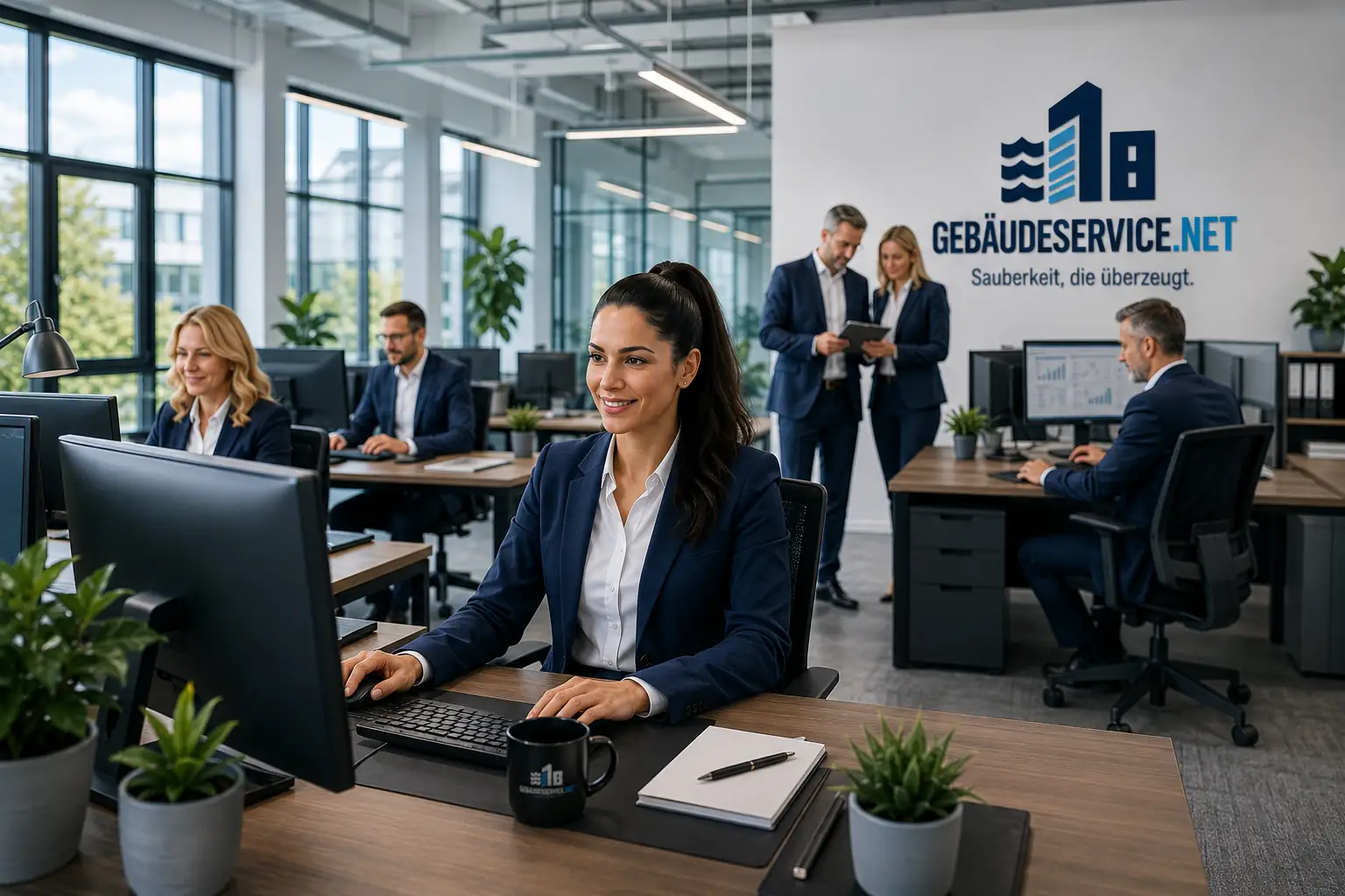 Büroarbeit bei Gebäudeservice.net als Symbol für Struktur, Einsatzplanung und Gebäudereinigung
